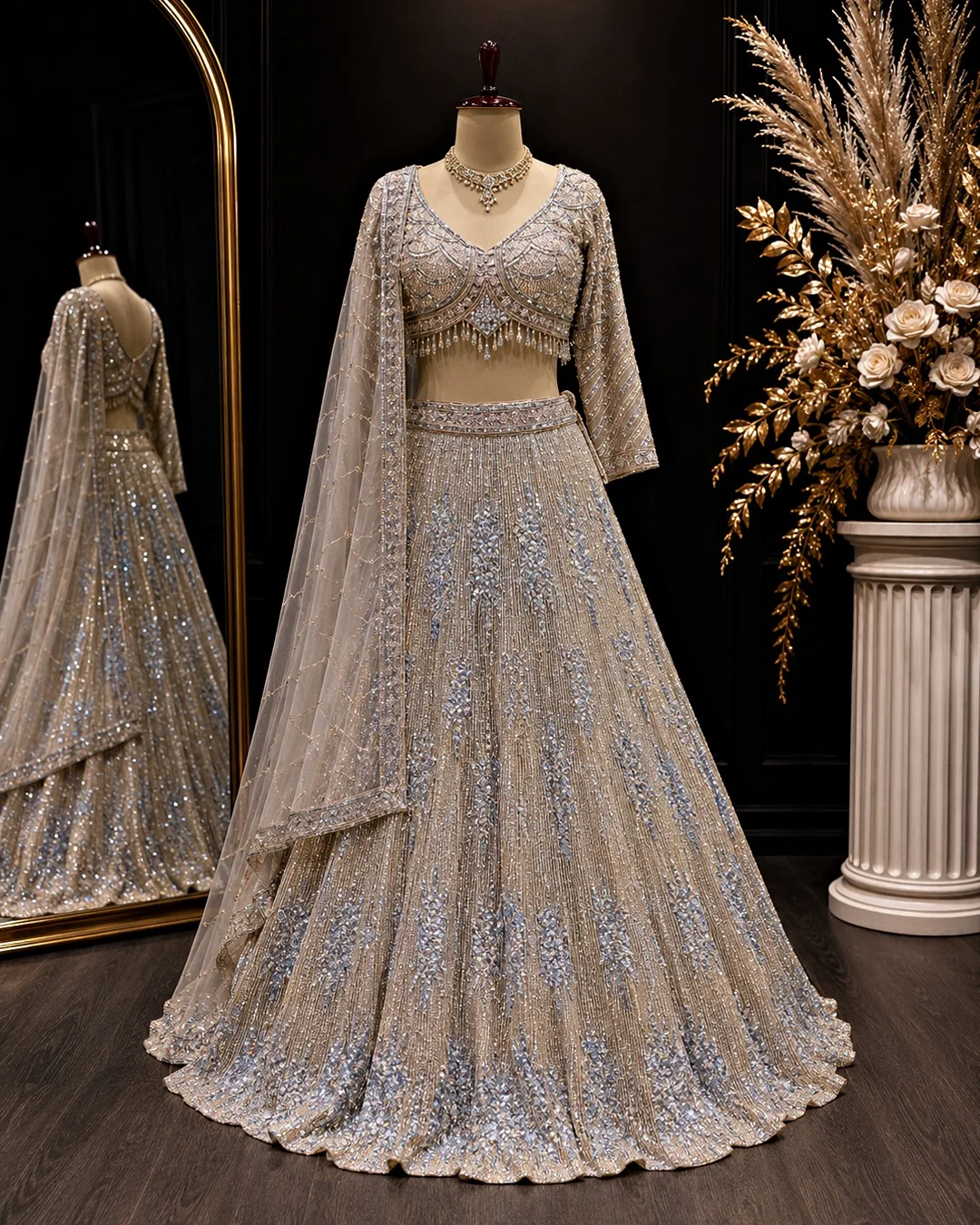 Celestial Silver Embellished Bridal Lehenga